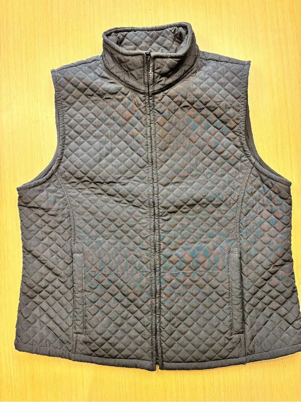 IZOD Diamond Quilted Full Zip Vest Black Sleeveless Sz L